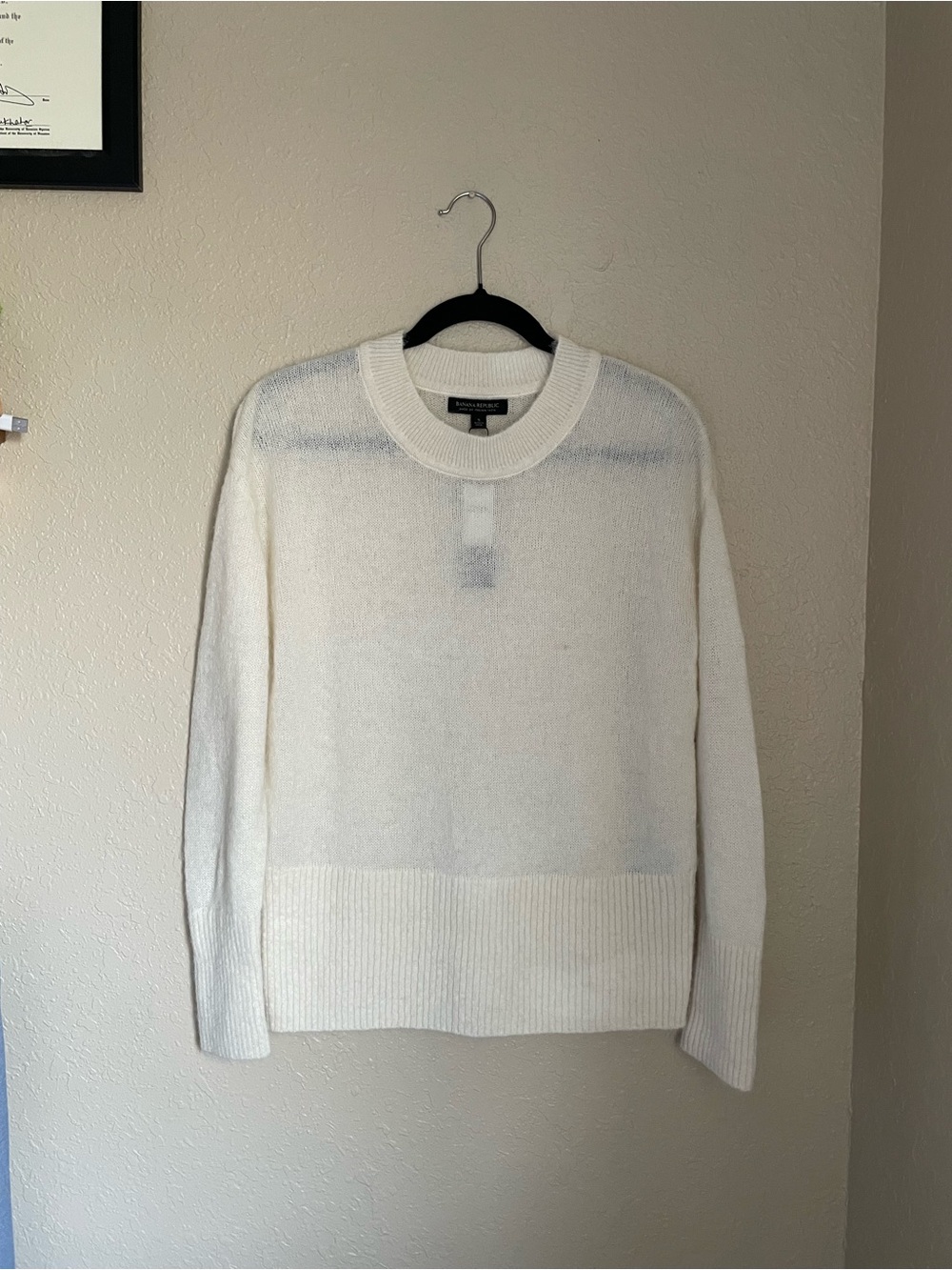 New Banana Republic Alpaca Blend Knit Sweater Size Small Cream Lightweight
